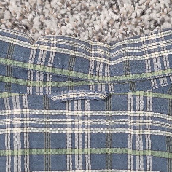 Eddie Bauer Blue & Green Plaid Short Sleeve Button Up Shirt Men's Large Tall - Picture 8 of 11